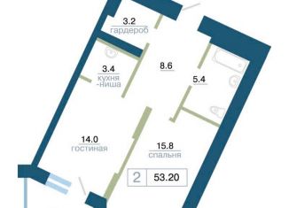 Продажа однокомнатной квартиры, 53.2 м2, Красноярский край, улица Профсоюзов, 2