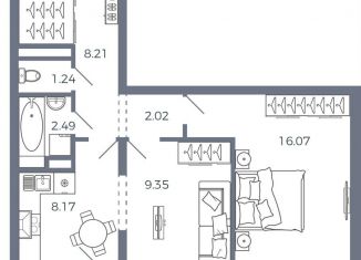 2-ком. квартира на продажу, 49.7 м2, Самарская область