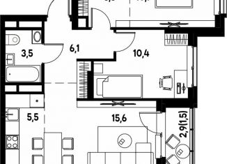 Продам 3-комнатную квартиру, 59.6 м2, деревня Кондратово