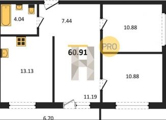 Продаю трехкомнатную квартиру, 60.9 м2, Новосибирская область