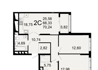 Продается 2-комнатная квартира, 70.2 м2, Рязань, Льговская улица, 8