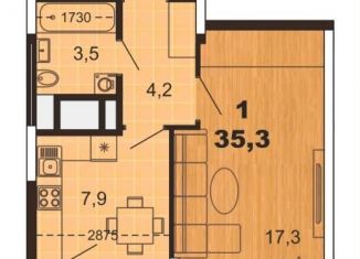 Продажа однокомнатной квартиры, 35.3 м2, Рязань, ЖК Метропарк, улица Александра Полина, 1