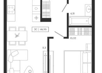 Продается 2-комнатная квартира, 46.9 м2, Новосибирск, метро Речной вокзал, улица Семьи Шамшиных, 2