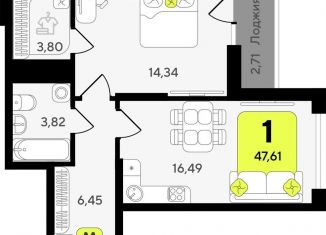 Продажа однокомнатной квартиры, 47.6 м2, Тюмень, Центральный округ