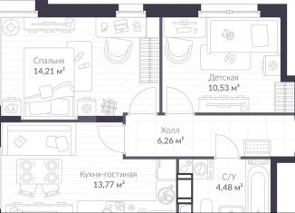 Продаю двухкомнатную квартиру, 49.3 м2, Сертолово