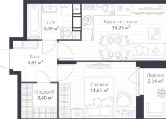 Продажа 1-комнатной квартиры, 39.9 м2, Сертолово