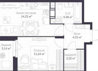 Продаю 1-комнатную квартиру, 39.7 м2, Ленинградская область