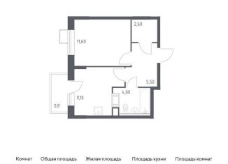 Продажа 1-комнатной квартиры, 33.6 м2, Москва, жилой комплекс Цветочные Поляны Экопарк, к6