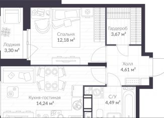 Продам 1-ком. квартиру, 40.8 м2, Ленинградская область