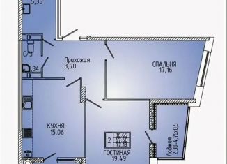 Продается 2-комнатная квартира, 73 м2, Ростовская область, Береговая улица, 117Бс4