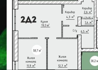 Двухкомнатная квартира на продажу, 58.7 м2, Тольятти