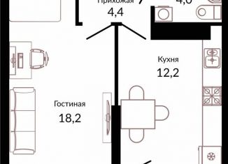 Продам 1-ком. квартиру, 41.2 м2, Краснодар, ЖК Отражение, Конгрессная улица, 43