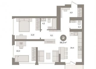 2-ком. квартира на продажу, 68.3 м2, Москва