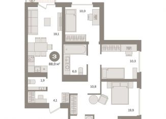 Продажа 3-ком. квартиры, 88 м2, Москва