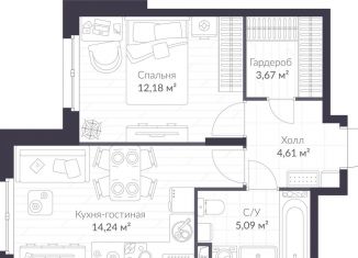 1-ком. квартира на продажу, 39.8 м2, Ленинградская область