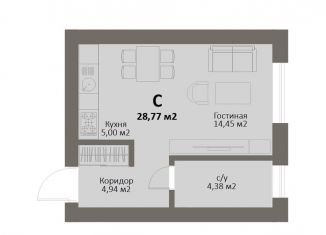 Продам 1-комнатную квартиру, 28.8 м2, Краснопольское сельское поселение