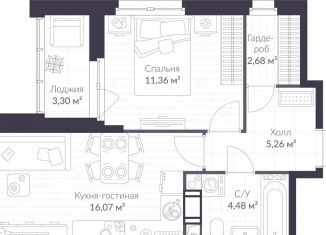 Продается 1-комнатная квартира, 41.5 м2, Ленинградская область