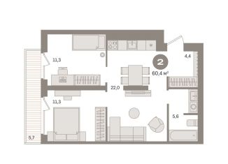 Продам 2-комнатную квартиру, 60.4 м2, Москва, метро Нижегородская