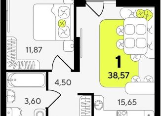 Продажа 1-ком. квартиры, 38.6 м2, Тюмень, Центральный округ