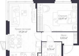 Продажа 1-комнатной квартиры, 41.4 м2, Ленинградская область