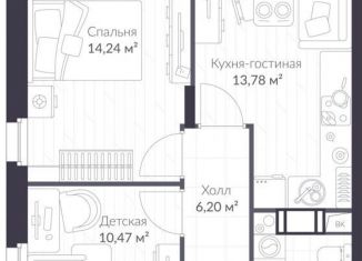 2-комнатная квартира на продажу, 49.7 м2, Сертолово