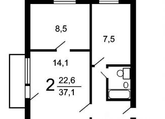 Продажа двухкомнатной квартиры, 36.6 м2, Москва, метро Водный стадион, улица Долгова, 1к1