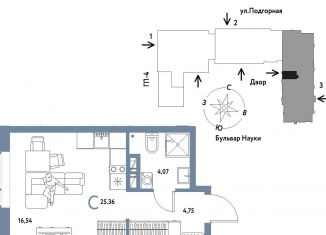 Продаю квартиру студию, 25.4 м2, Тюмень, Калининский округ