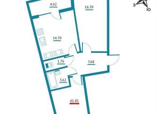 Продается 2-комнатная квартира, 61.8 м2, Мурино