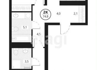 Продам 2-ком. квартиру, 74.8 м2, Тюмень, улица Разведчика Кузнецова, 16