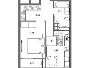 Продам 1-комнатную квартиру, 41.4 м2, Волгоград, Дзержинский район