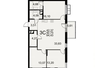 Продажа 3-ком. квартиры, 94.4 м2, Тульская область, Хлебная площадь