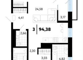 3-ком. квартира на продажу, 94.4 м2, Тюмень