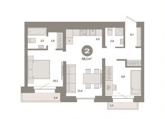 Продается 2-комнатная квартира, 56.1 м2, Москва, Тагильская улица, 6/5, ВАО