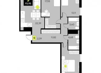 3-ком. квартира на продажу, 94 м2, Тюмень