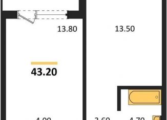 Продается 1-ком. квартира, 43.2 м2, Новосибирск