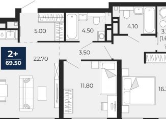 2-ком. квартира на продажу, 69.5 м2, Тюмень