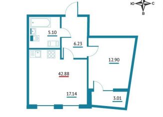 1-ком. квартира на продажу, 42.9 м2, Ленинградская область