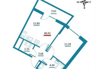 Продаю однокомнатную квартиру, 40.4 м2, Мурино