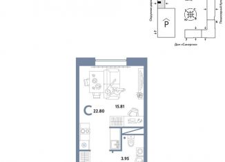 Продам квартиру студию, 22.8 м2, Тюмень, Интернациональная улица, 199к10