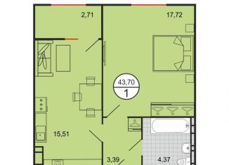 Продается 1-ком. квартира, 43.7 м2, Краснодар