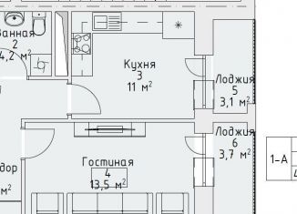 Продается 1-комнатная квартира, 45.5 м2, Грозный