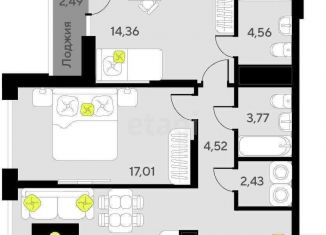 2-комнатная квартира на продажу, 71.9 м2, Тюмень, улица Пожарных и Спасателей, 8