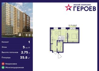 1-ком. квартира на продажу, 35.8 м2, Балашиха, ЖК Героев