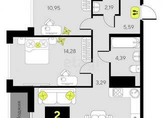 Продаю двухкомнатную квартиру, 63.6 м2, Тюмень