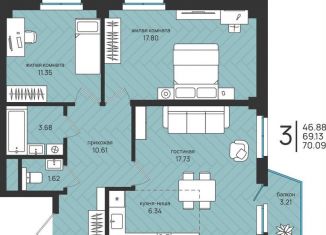 Продаю 3-ком. квартиру, 70.1 м2, Архангельская область