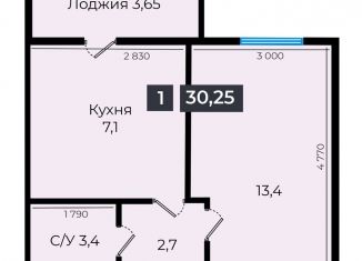 Продаю однокомнатную квартиру, 30.3 м2, Ставропольский край, улица Южный Обход, 53