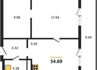 Продажа однокомнатной квартиры, 54.7 м2, Новосибирск, метро Маршала Покрышкина