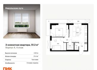 Продажа двухкомнатной квартиры, 51.2 м2, Москва, ЮЗАО