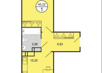 1-комнатная квартира на продажу, 46 м2, Краснодар