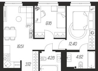 Продается 2-комнатная квартира, 54.4 м2, село Осиновая Гора